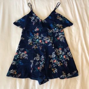 Navy blue floral romper- size small
